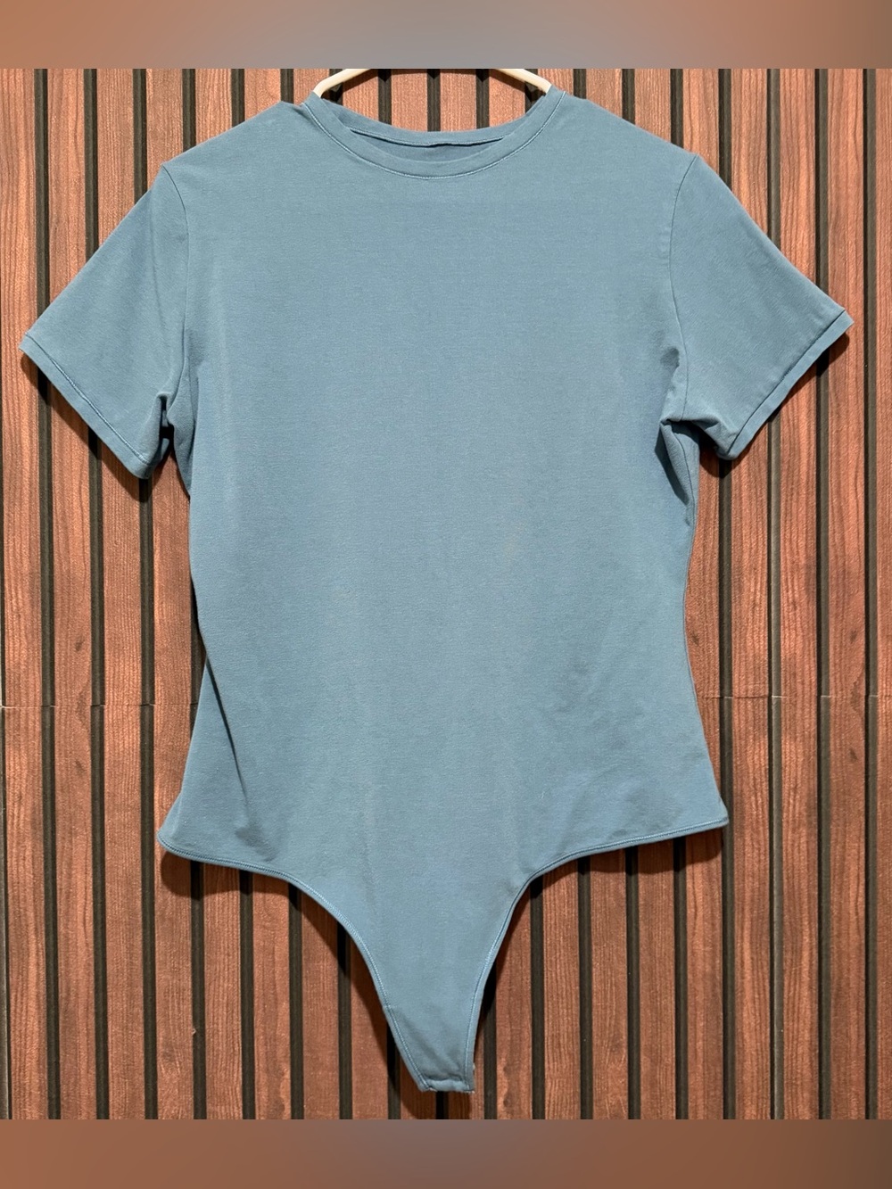 Quince Stretch Cotton Jersey Bodysuit Ocean Blue Size XL - Picture 1 of 3